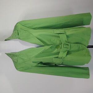 Courtenay Green Silver Studded Collar Belted Cotton Blazer Jacket Size 16